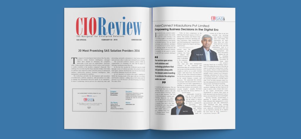20 Most Promising SAS Solution Providers 2016: CIOReview - Axion